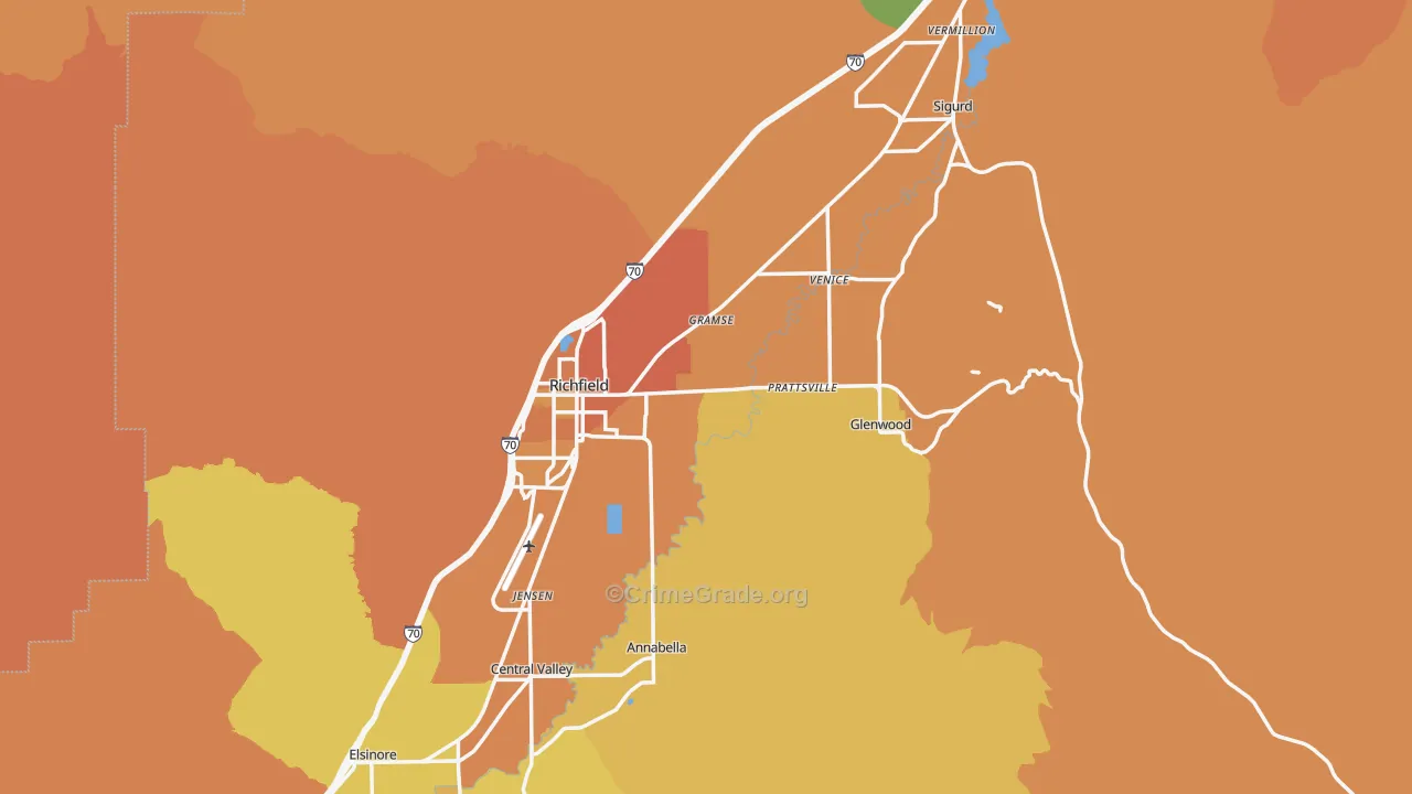 Sevier County, UT Map of Drug-Related Crime Rates