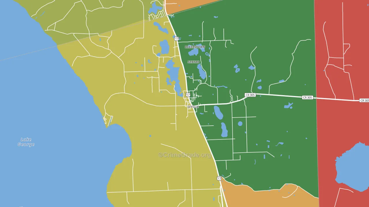 Seville, FL Map of Drug-Related Crime Rates