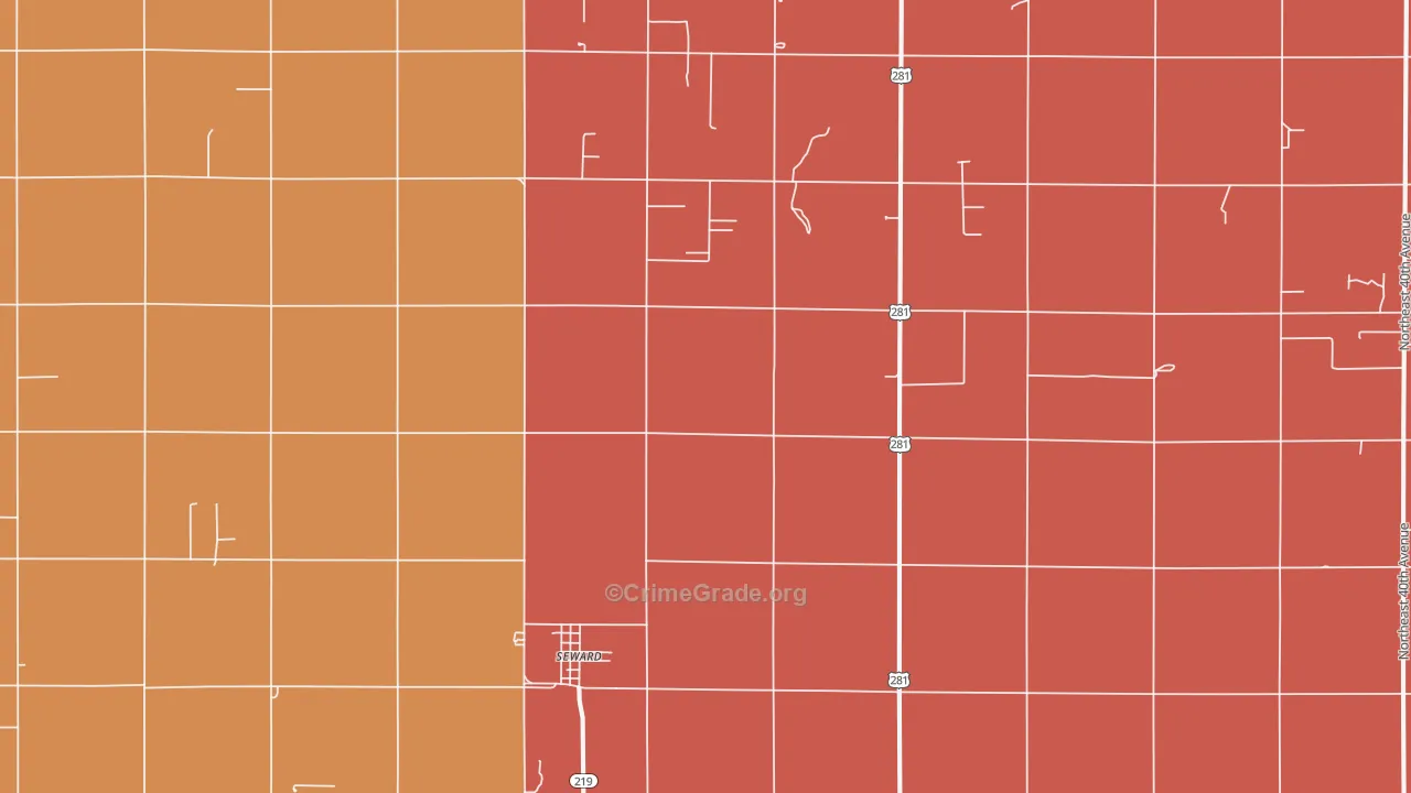 Seward, KS Map of Drug-Related Crime Rates