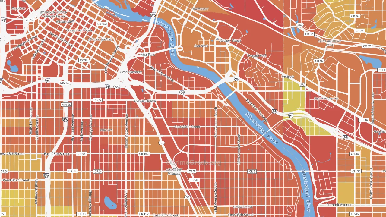 Seward, Minneapolis, MN Map of Drug-Related Crime Rates