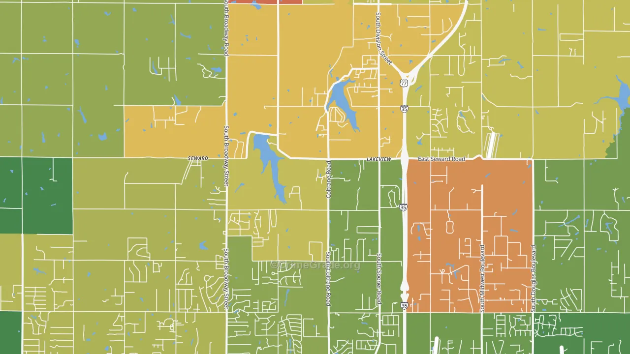 Seward, OK Map of Drug-Related Crime Rates