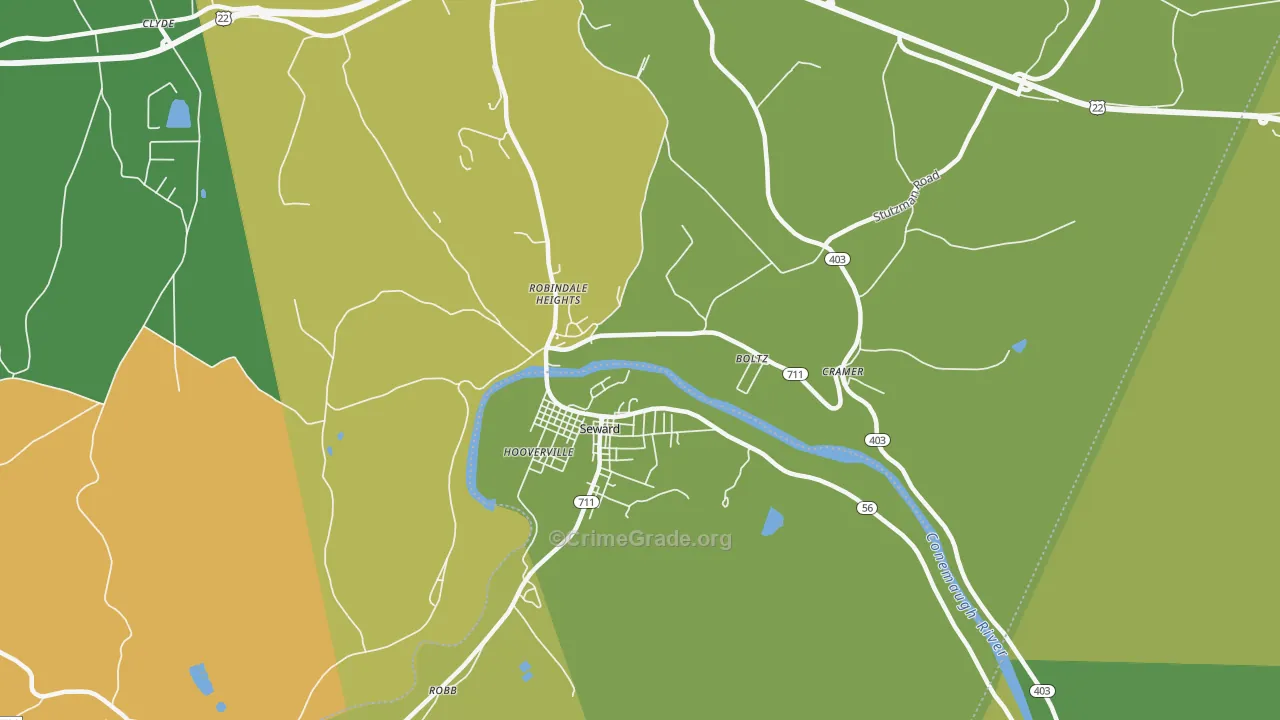 Seward, PA Map of Drug-Related Crime Rates