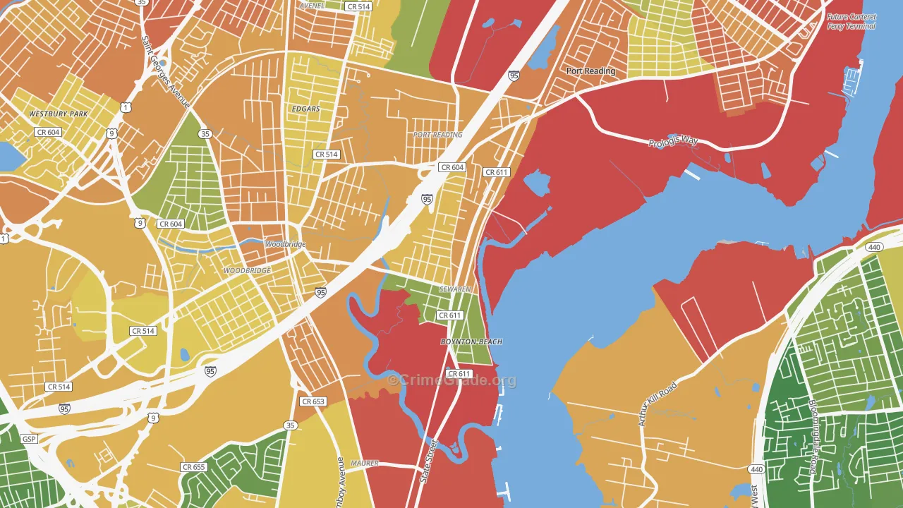 Sewaren, NJ Map of Drug-Related Crime Rates