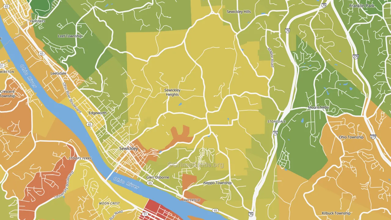 Sewickley Heights, PA Map of Drug-Related Crime Rates