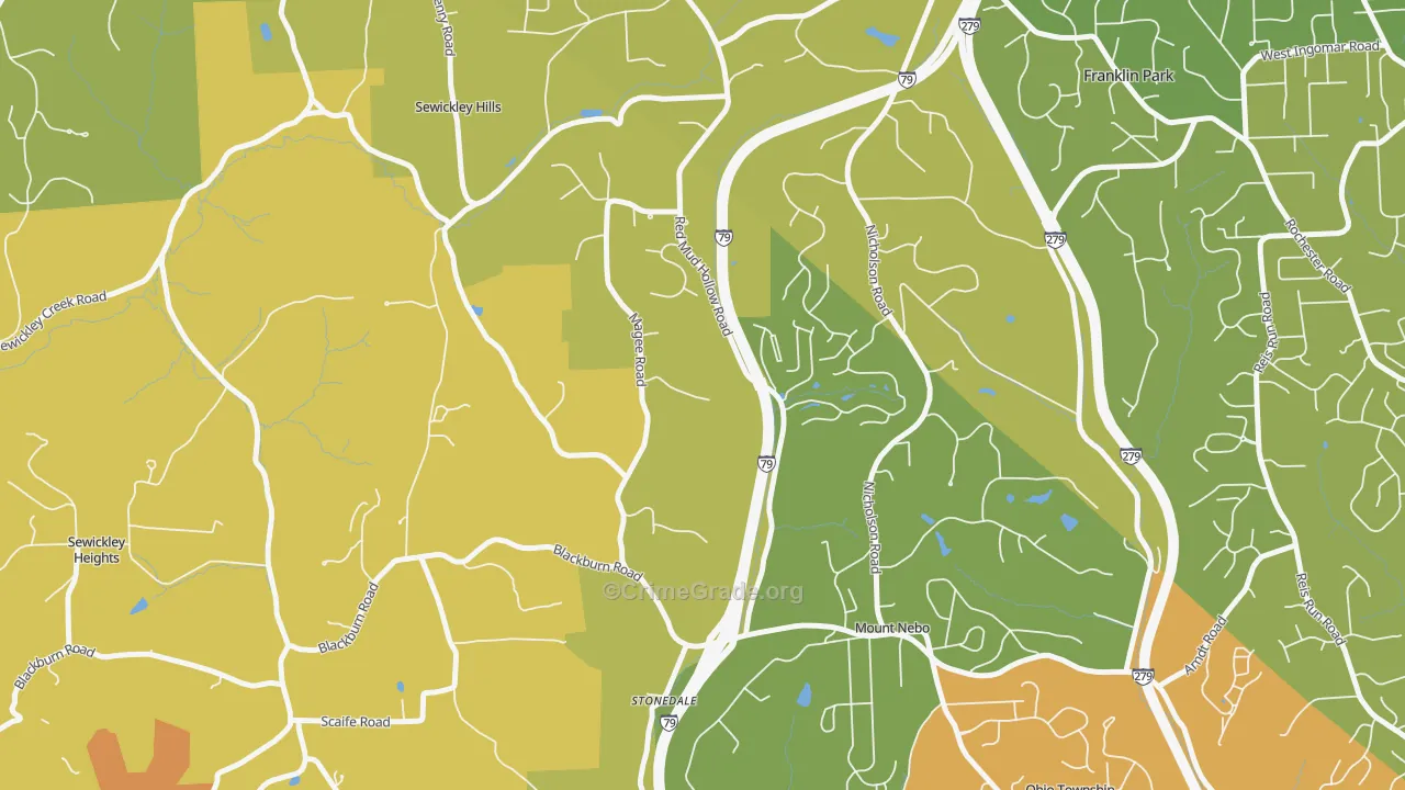 Sewickley Hills, PA Map of Drug-Related Crime Rates