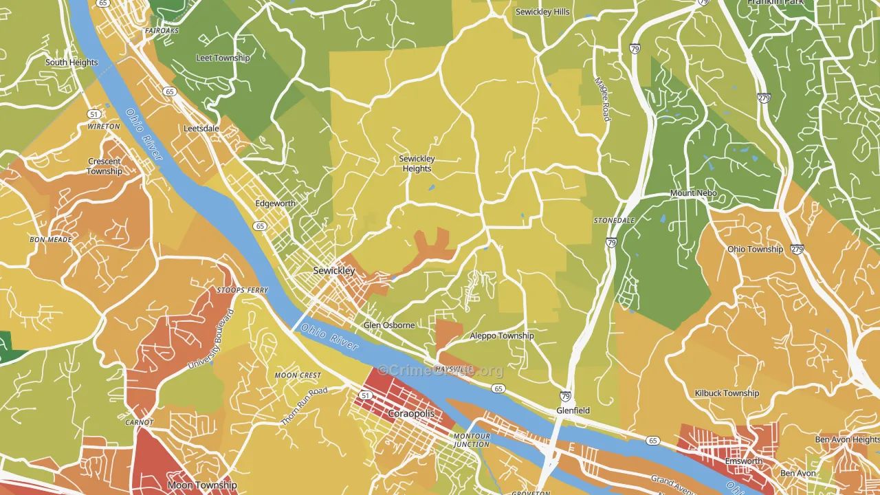 Sewickley, PA Map of Drug-Related Crime Rates