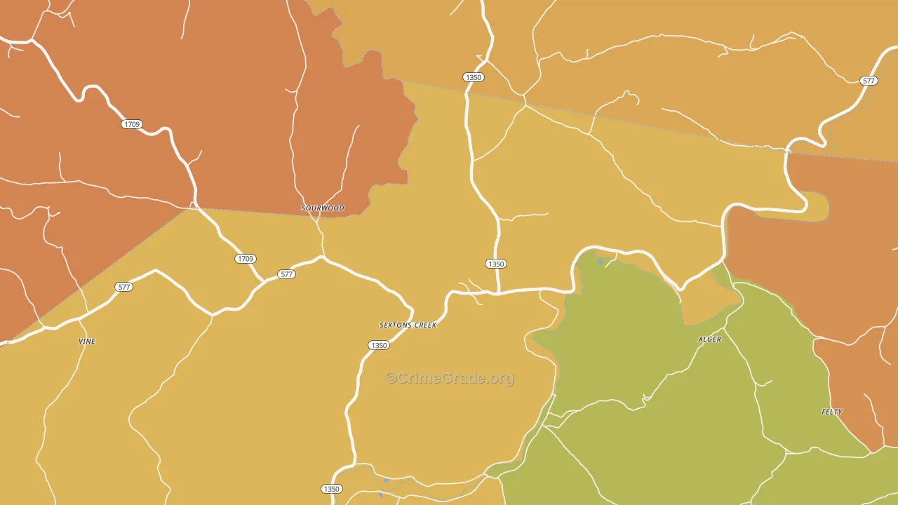 Sextons Creek, KY Map of Drug-Related Crime Rates