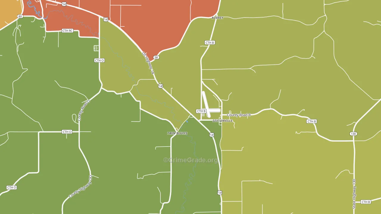 Sextonville, WI Map of Drug-Related Crime Rates