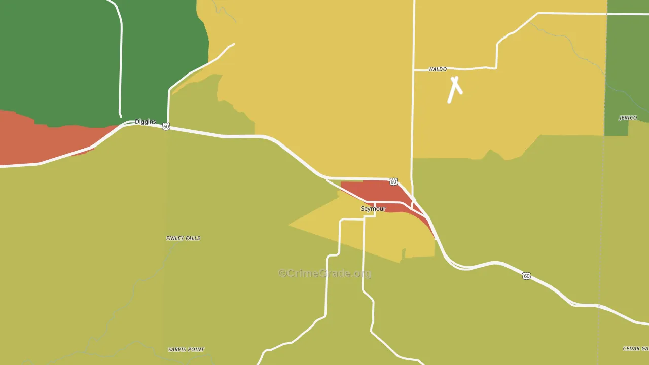 Seymour, MO Map of Drug-Related Crime Rates