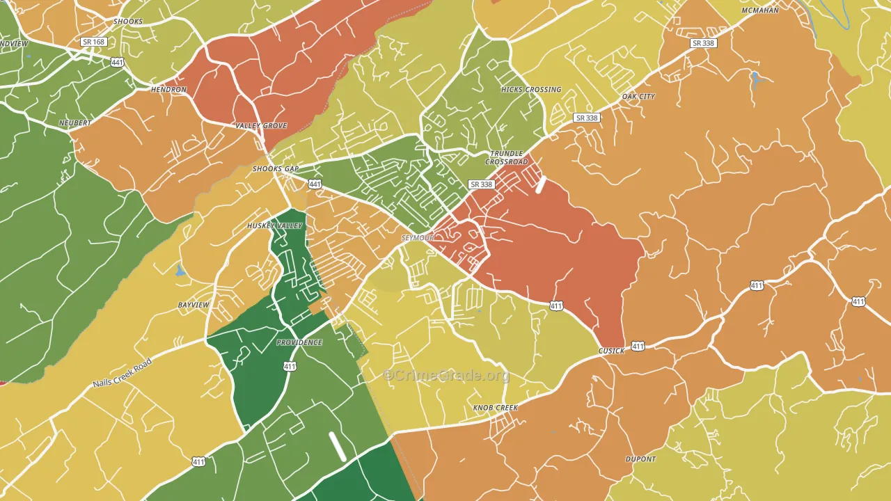 Seymour, TN Map of Drug-Related Crime Rates