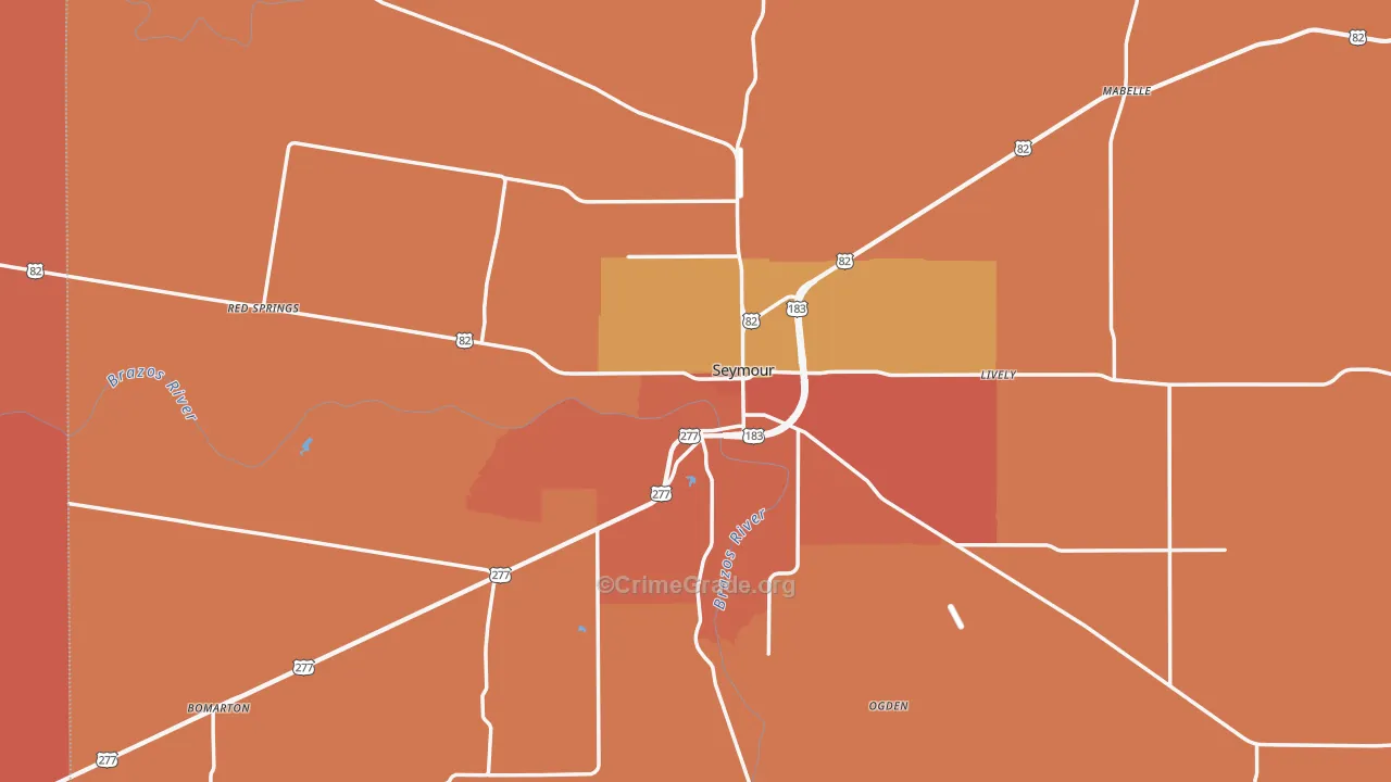 Seymour, TX Map of Drug-Related Crime Rates