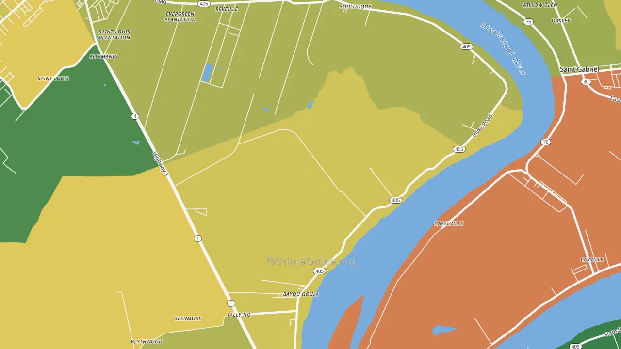 Seymourville, LA Map of Drug-Related Crime Rates