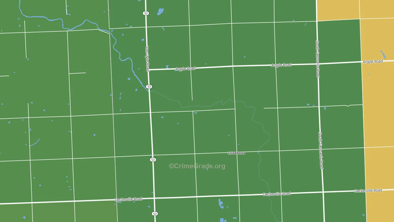 Shabbona, MI Map of Drug-Related Crime Rates