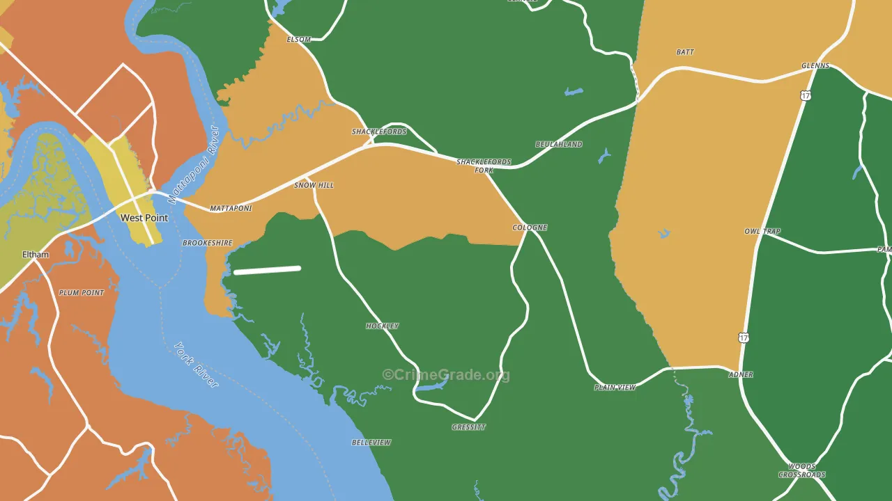 Shacklefords, VA Map of Drug-Related Crime Rates
