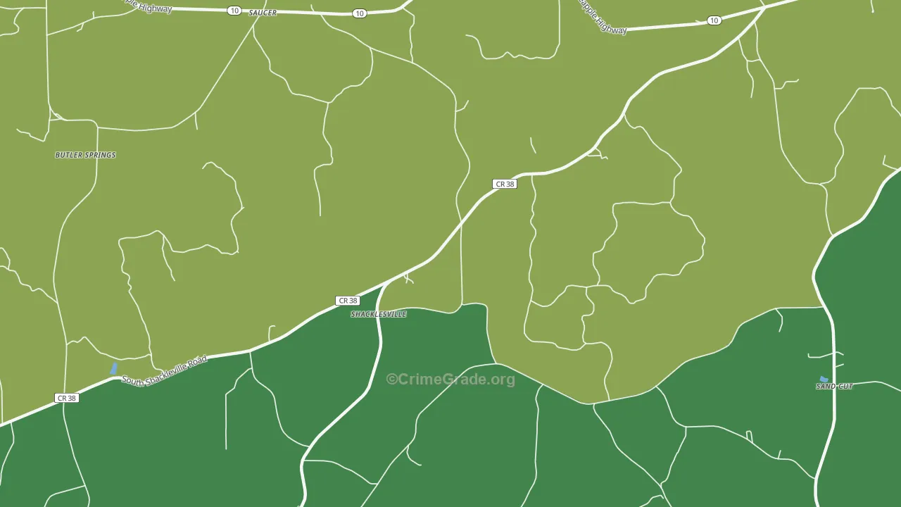 Shacklesville, AL Map of Drug-Related Crime Rates