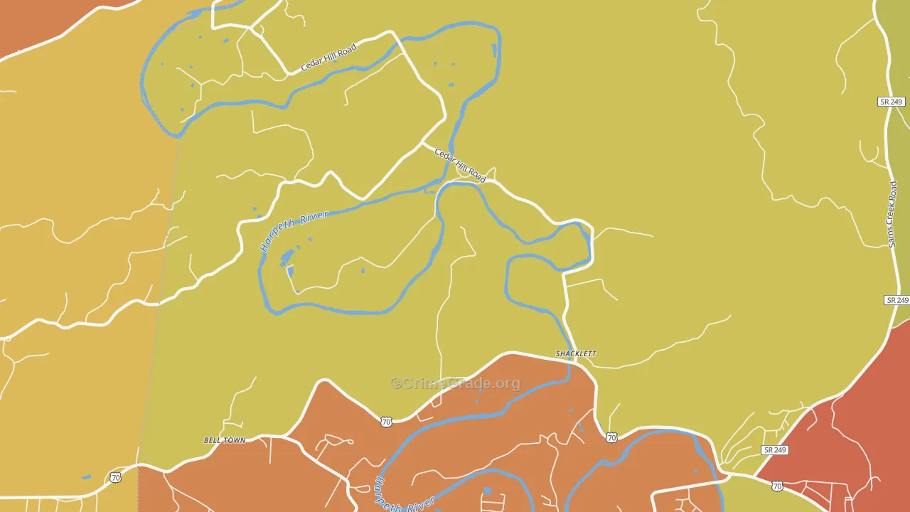 Shacklett, TN Map of Drug-Related Crime Rates