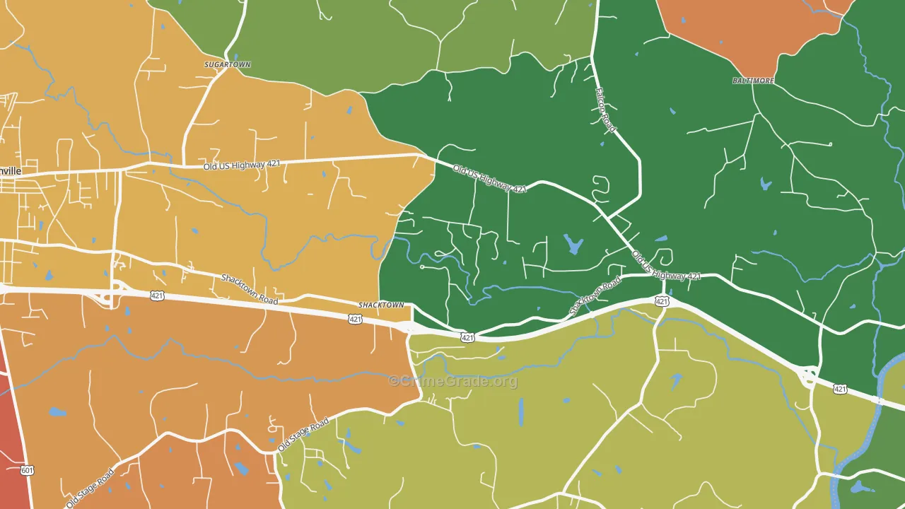 Shacktown, NC Map of Drug-Related Crime Rates