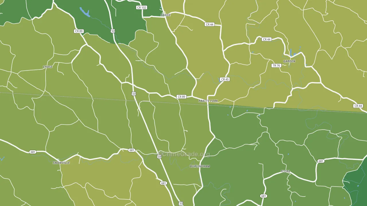 Shade, OH Map of Drug-Related Crime Rates