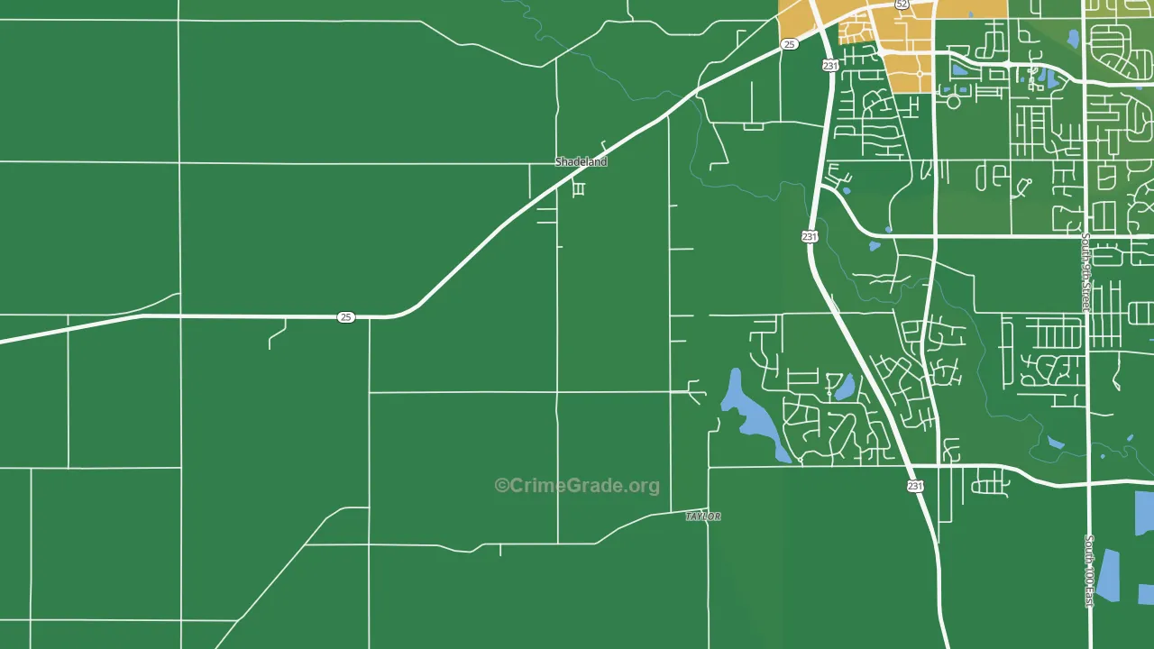 Shadeland, IN Map of Drug-Related Crime Rates