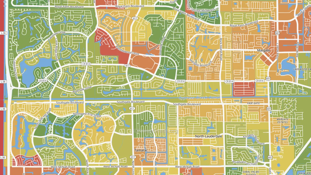 Shadow Wood, Coral Springs, FL Map of Drug-Related Crime Rates