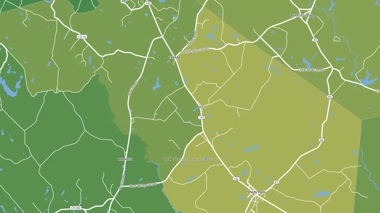 Shady Dale, GA Map of Drug-Related Crime Rates
