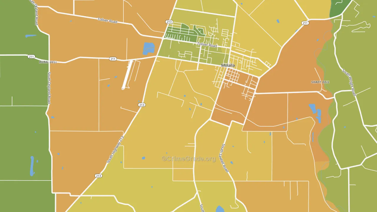 Shady Dell, OR Map of Drug-Related Crime Rates
