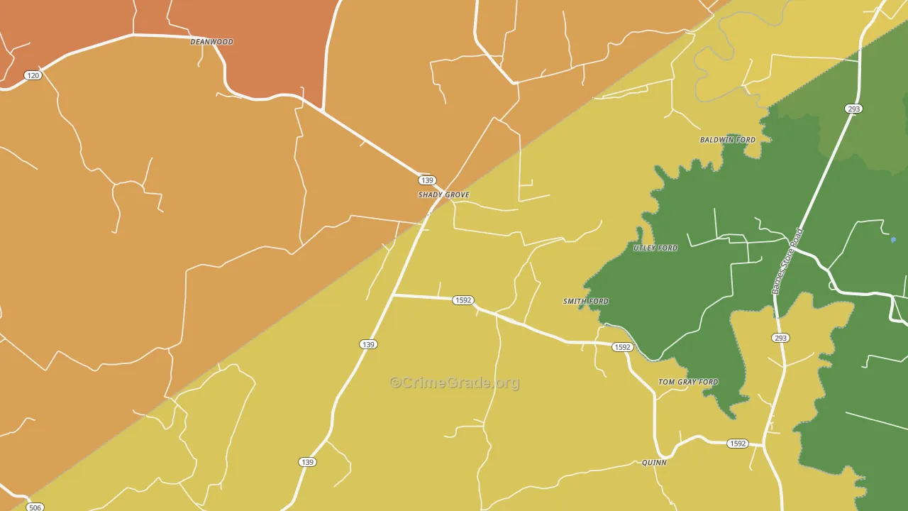Shady Grove, KY Map of Drug-Related Crime Rates