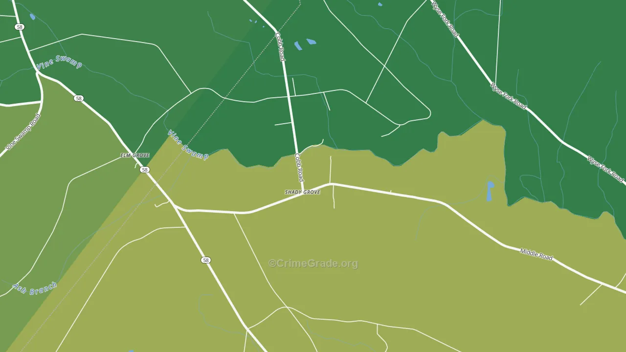 Shady Grove, NC Map of Drug-Related Crime Rates