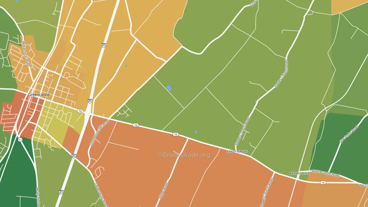 Shady Grove, PA Map of Drug-Related Crime Rates