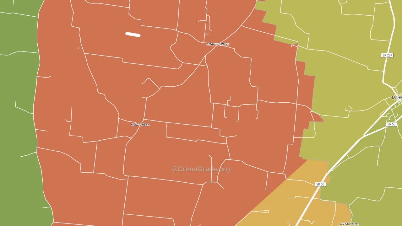 Shady Grove, TN Map of Drug-Related Crime Rates
