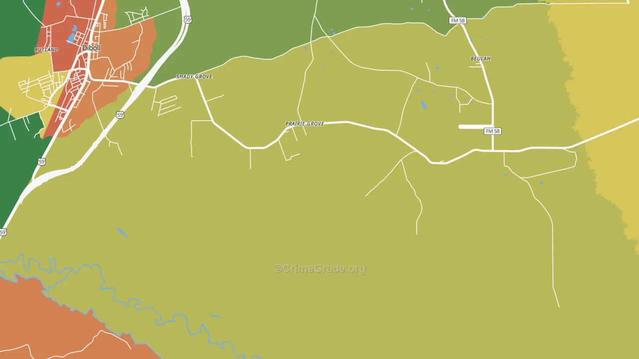Shady Grove, TX Map of Drug-Related Crime Rates
