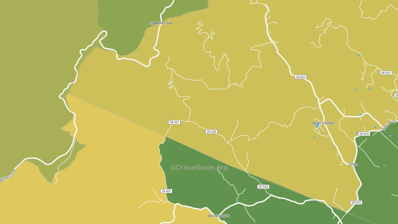 Shady Grove, VA Map of Drug-Related Crime Rates
