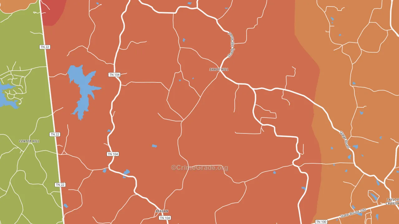 Shady Hill, TN Map of Drug-Related Crime Rates