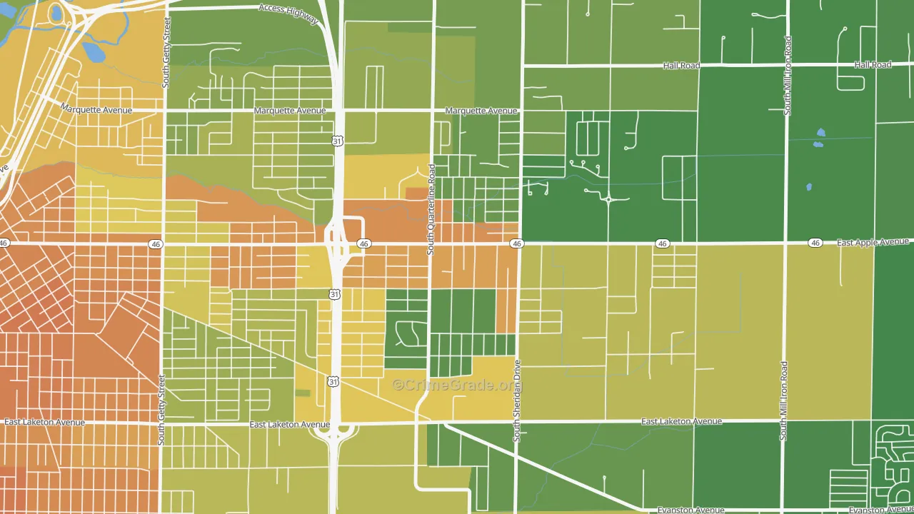 Shady Park Neighbourhood, Muskegon, MI Map of Drug-Related Crime Rates
