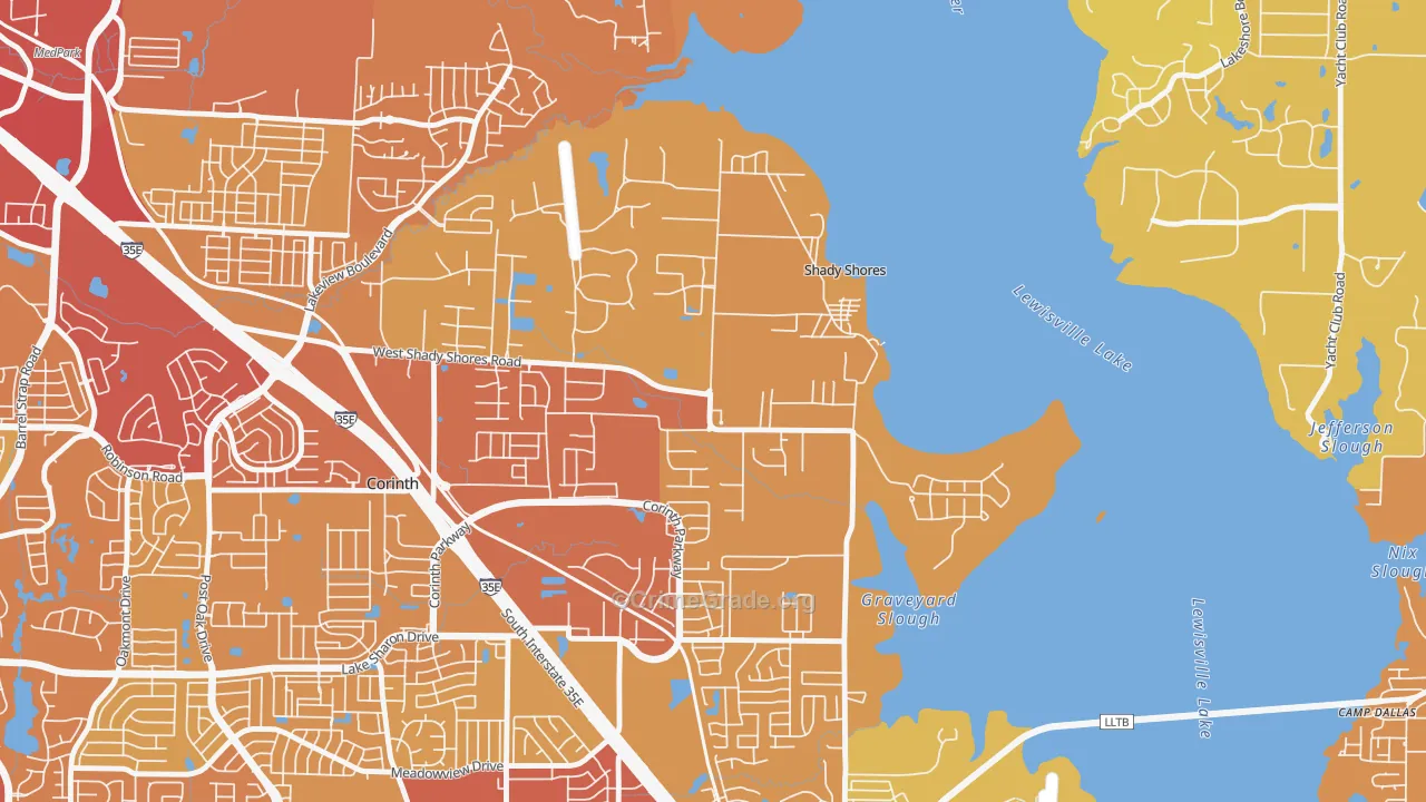 Shady Shores, TX Map of Drug-Related Crime Rates