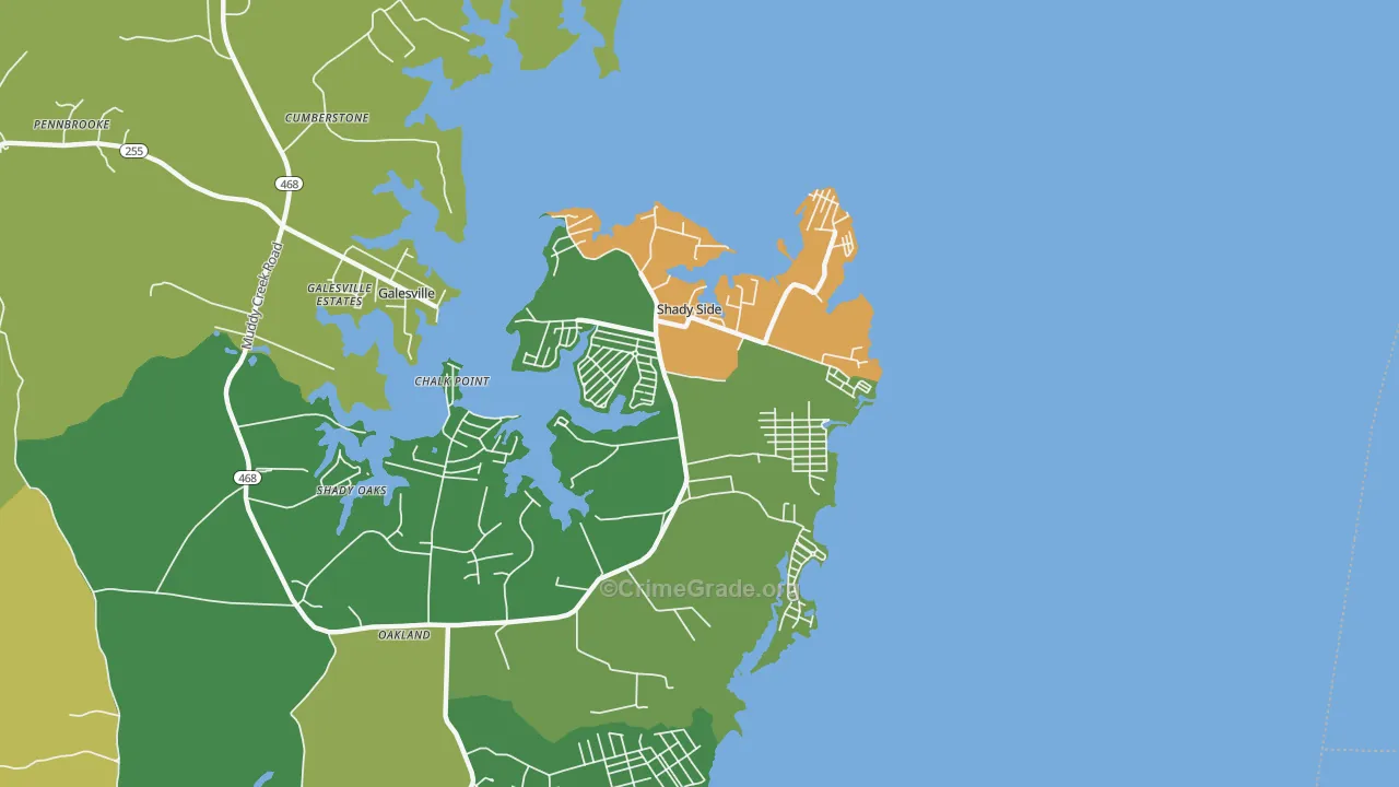 Shady Side, MD Map of Drug-Related Crime Rates