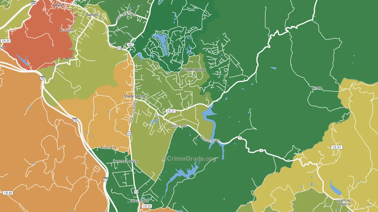 Shady Spring, WV Map of Drug-Related Crime Rates
