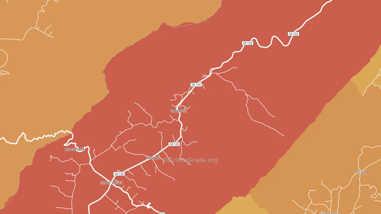 Shady Valley, TN Map of Drug-Related Crime Rates