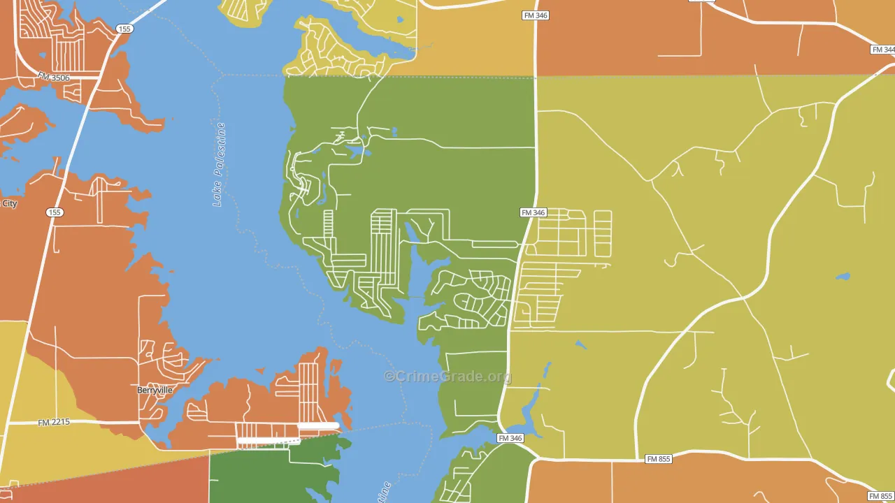 Shadybrook, TX Map of Drug-Related Crime Rates