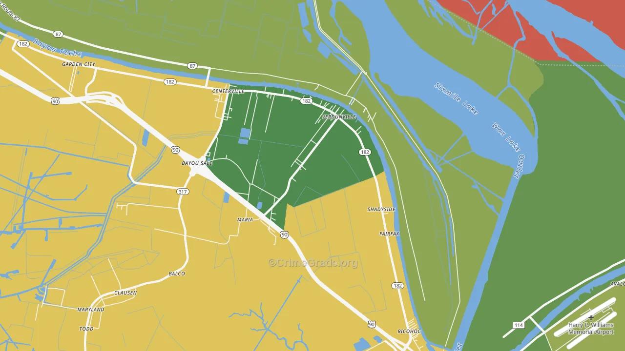 Shadyside, LA Map of Drug-Related Crime Rates