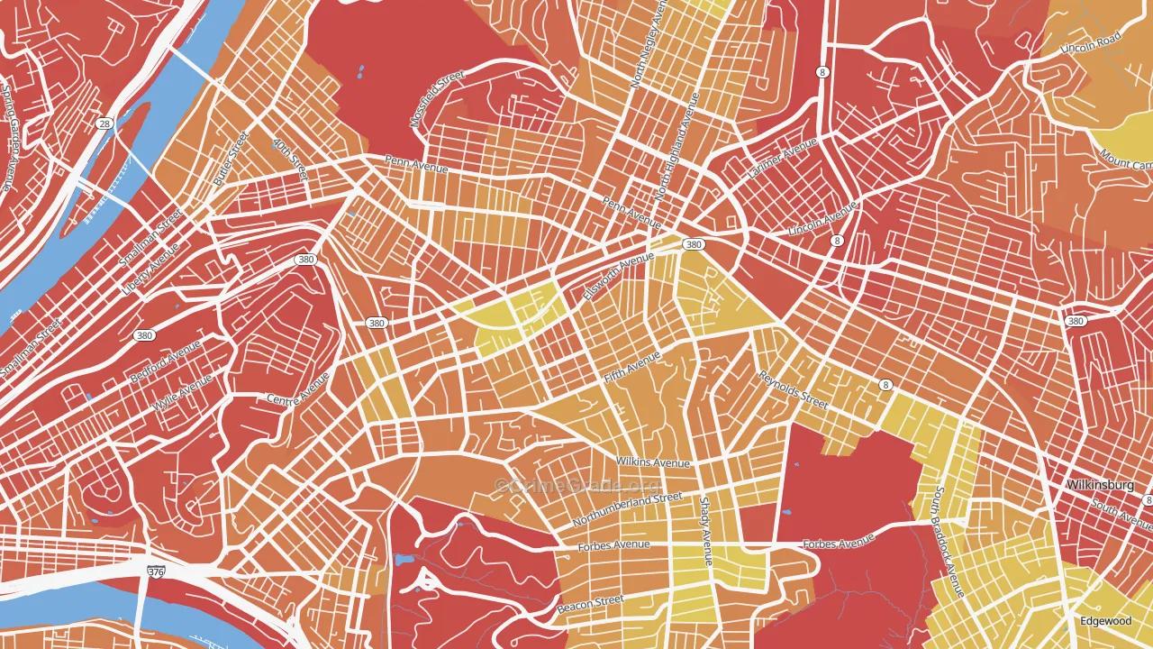 Shadyside, Pittsburgh, PA Map of Drug-Related Crime Rates