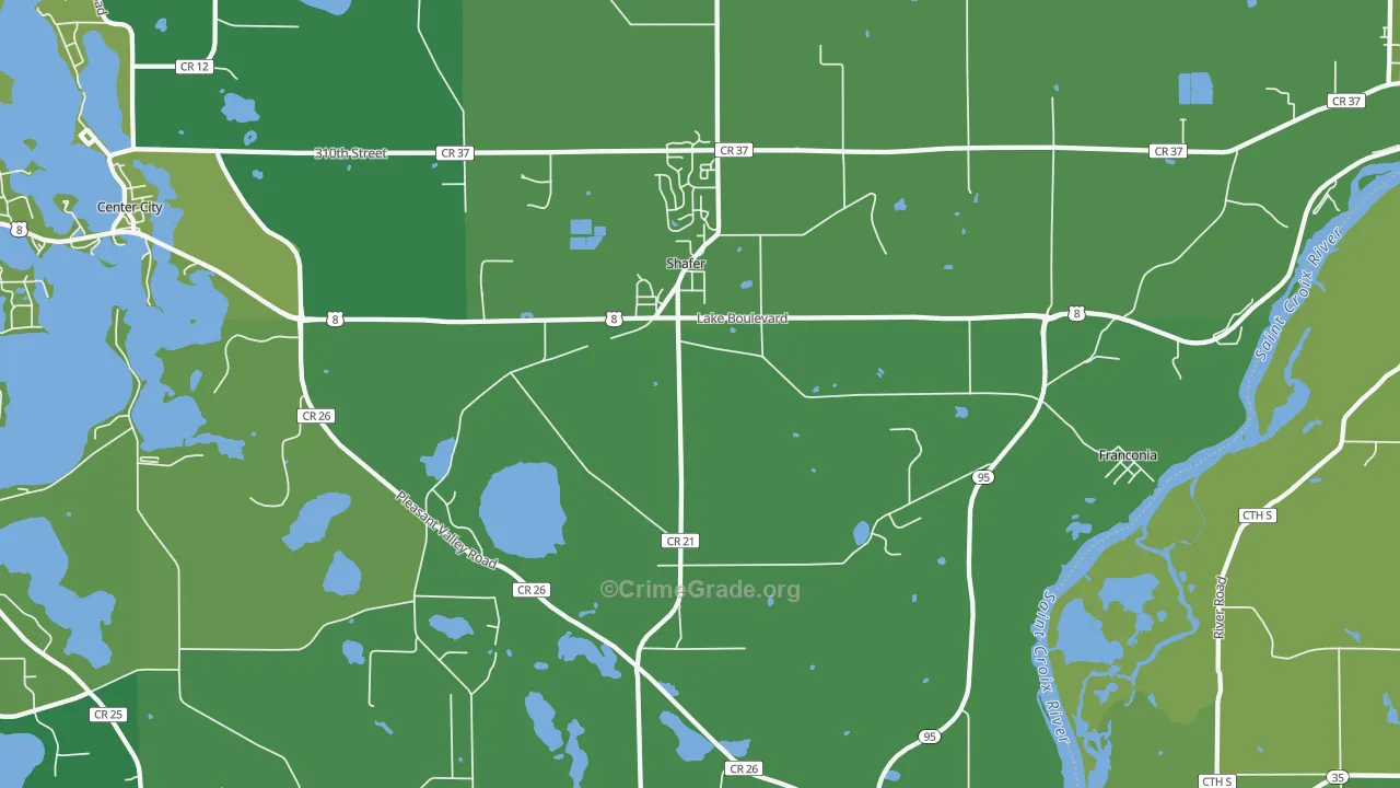 Shafer, MN Map of Drug-Related Crime Rates