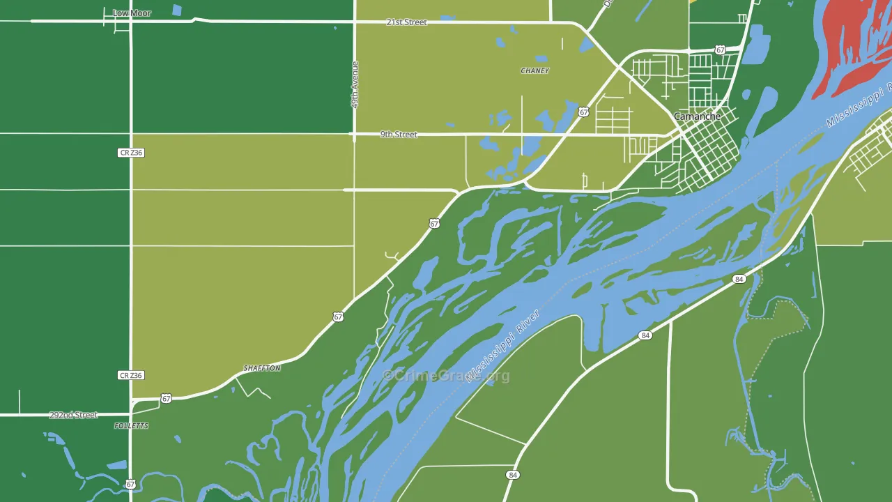 Shaffton, IA Map of Drug-Related Crime Rates