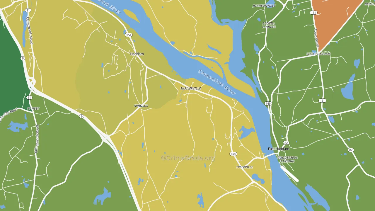 Shailerville, CT Map of Drug-Related Crime Rates
