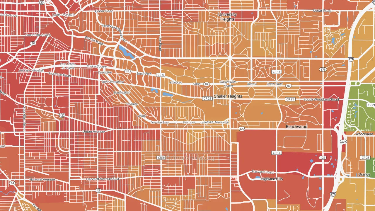 Shaker Heights, OH Map of Drug-Related Crime Rates