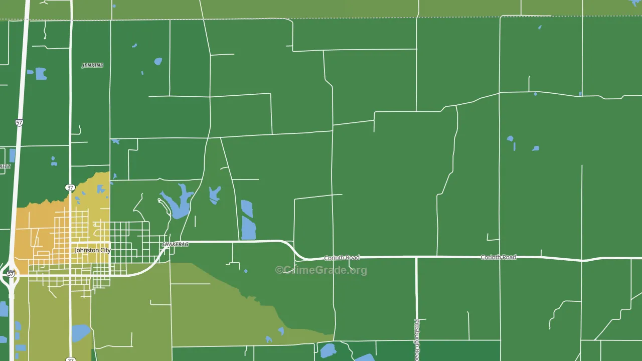 Shakerag, IL Map of Drug-Related Crime Rates