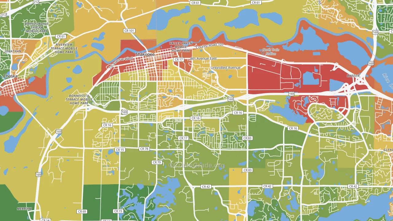 Shakopee, MN Map of Drug-Related Crime Rates