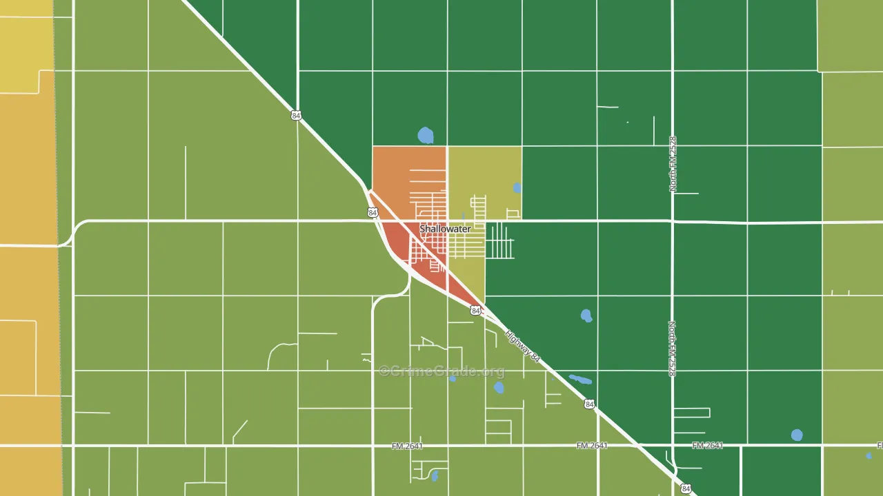 Shallowater, TX Map of Drug-Related Crime Rates