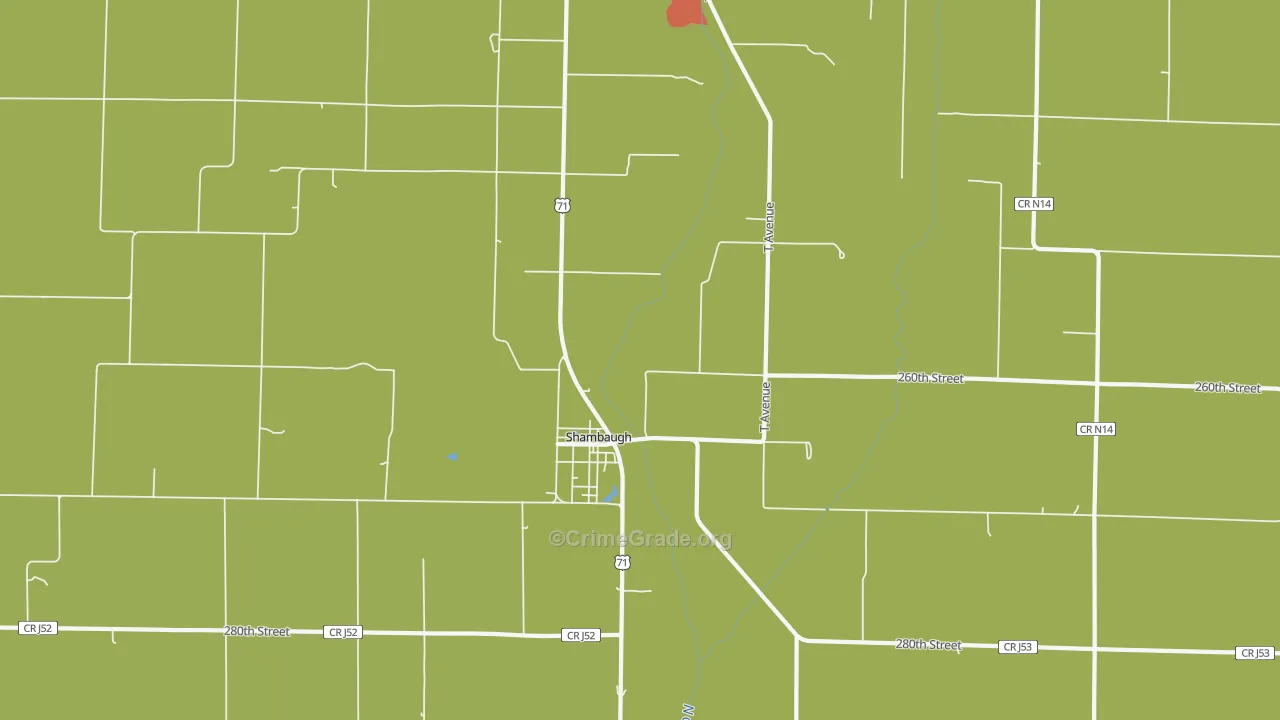 Shambaugh, IA Map of Drug-Related Crime Rates