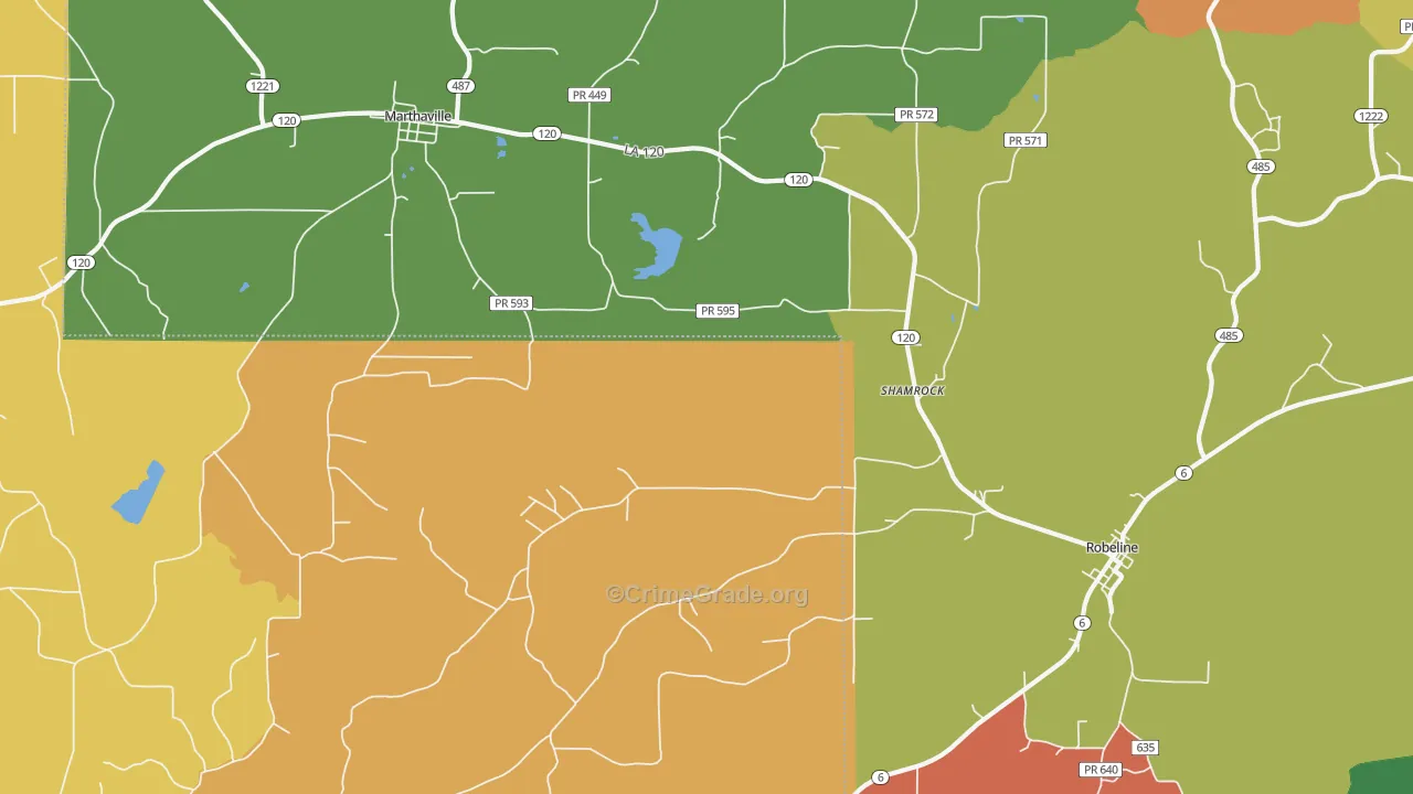 Shamrock, LA Map of Drug-Related Crime Rates